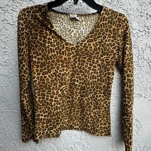 Y2k leopard print long sleeve top